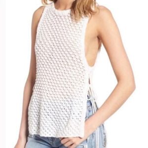 Rails Ashton Ivory Knit Crochet Sleeveless Top Bohemian Coastal Chic Size XS